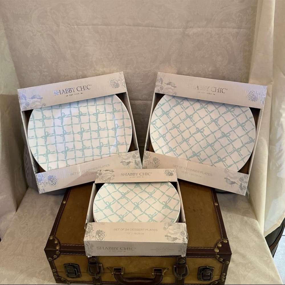 Shabby Chic Blue Bow Dessert Plates & Dinner Plates